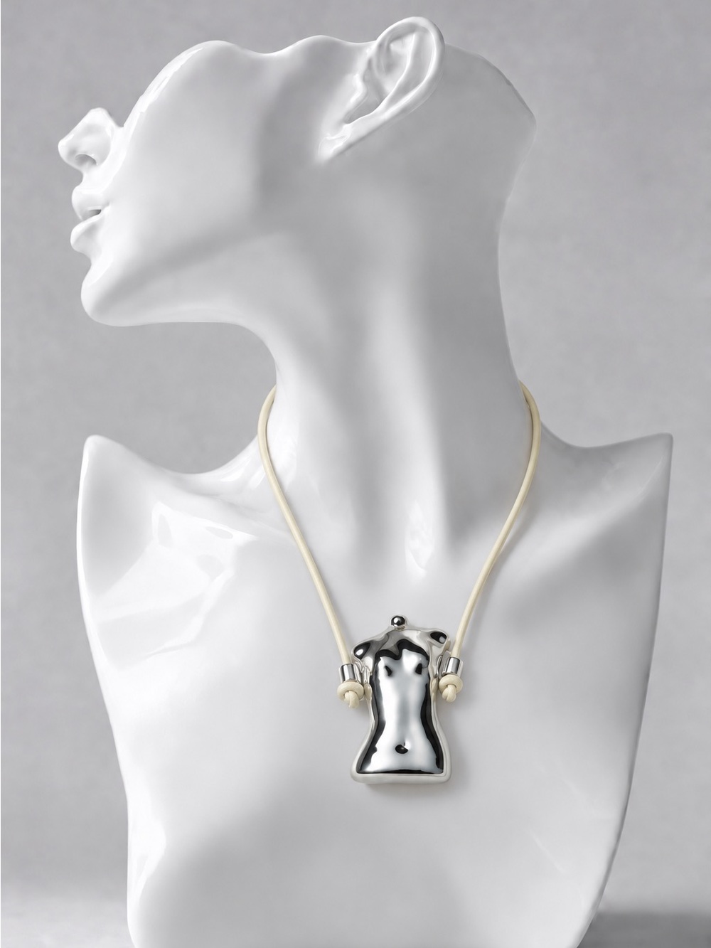 Zara Silver Sculptural Pendant Necklace